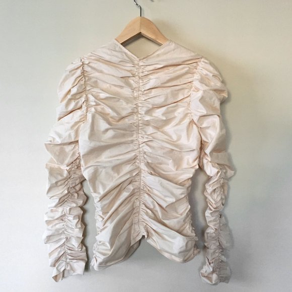 ZARA Cotton Poplin Ruched Blouse, Summer Blouse For Women, Excellent Condition - Picture 8 of 10